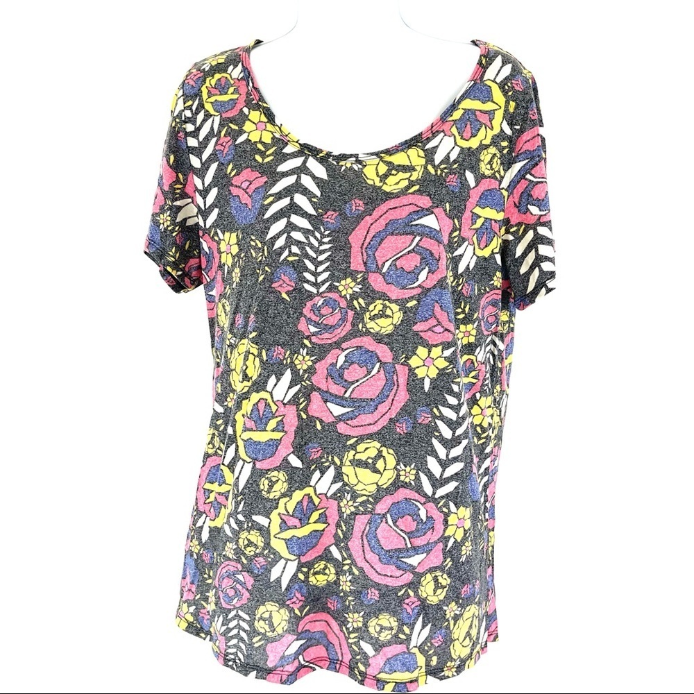 LuLaRoe Women’s Pink Yellow Gray Top L